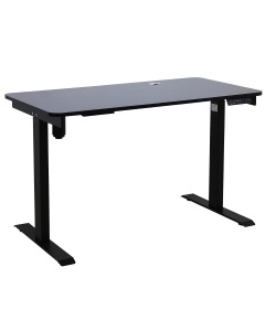 Electric Lift Activated Adjustable Height Table with Black Laminate Top and Black Frame