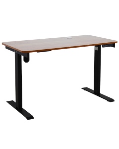 Electric Lift Activated Adjustable Height Table with Cherry Laminate Top and Black Frame