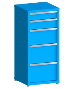 100# Capacity Drawer Cabinet, 5",6",10",12",12" drawers, 49" H x 22" W x 21" D